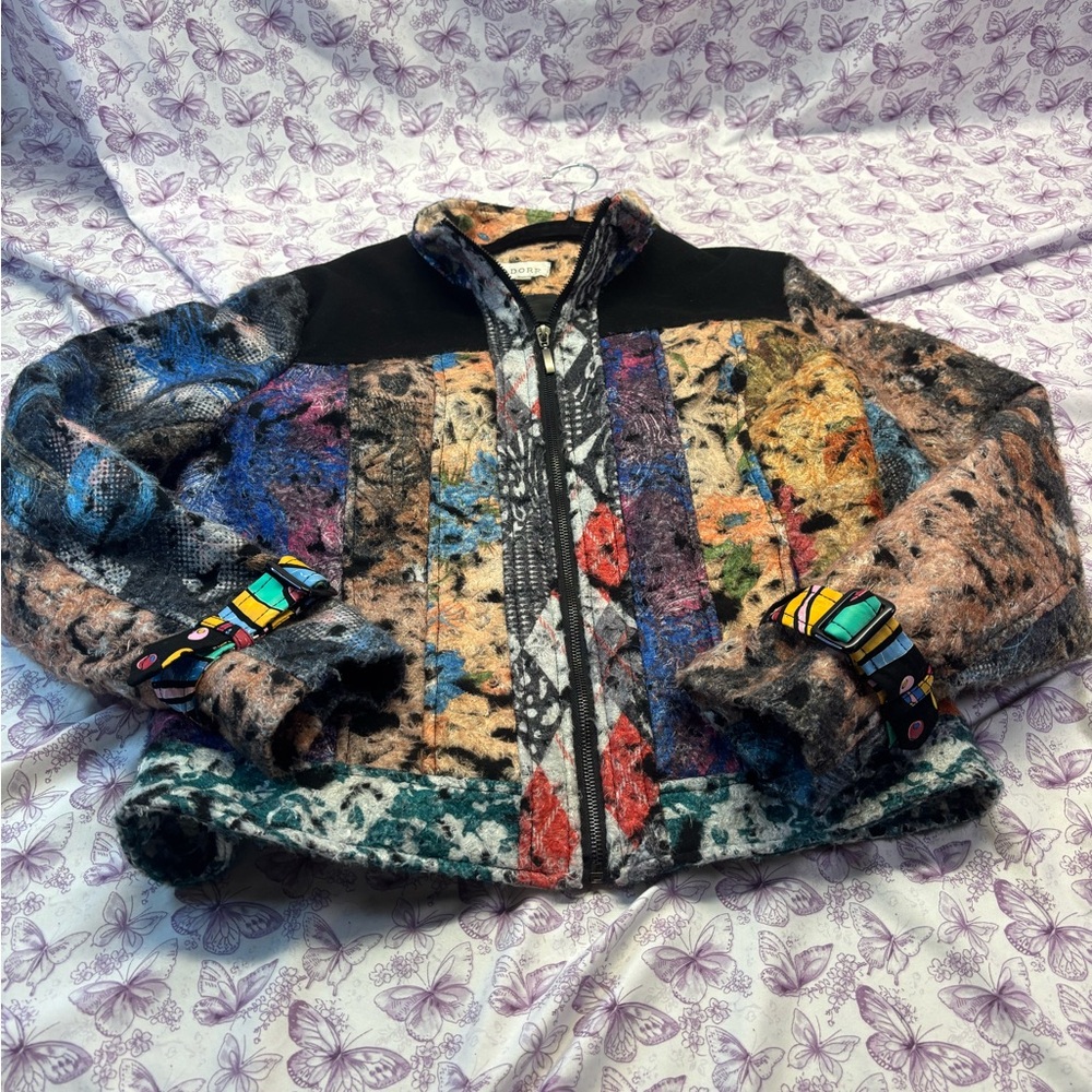 🌈Adore Multicolor Textured Bomber Jacket